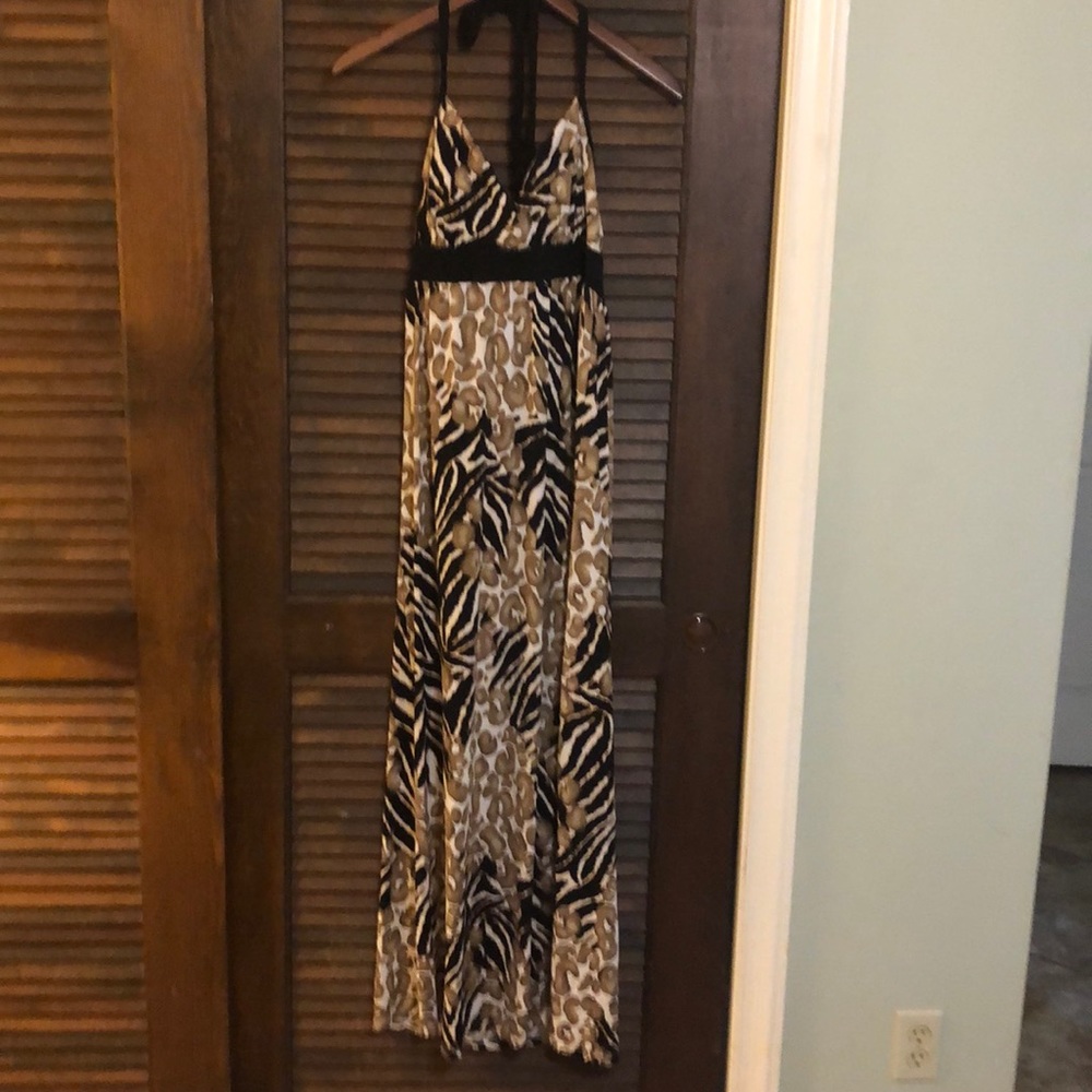 Animal Print Halter Maxi Dress size L